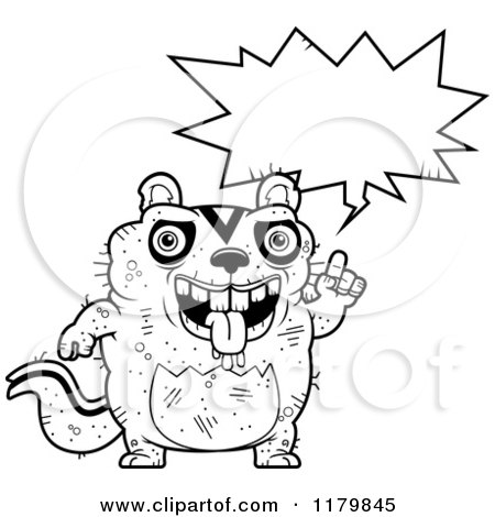 Cartoon of a Black And White Talking Ugly Chipmunk - Royalty Free Vector Clipart by Cory Thoman