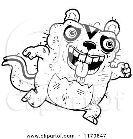 Cartoon of a Black And White Waving Ugly Chipmunk - Royalty Free Vector Clipart by Cory Thoman