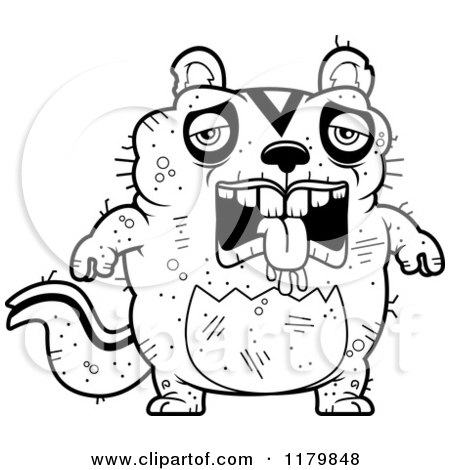 Cartoon of a Black And White Depressed Ugly Chipmunk - Royalty Free Vector Clipart by Cory Thoman