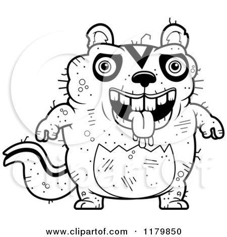 Cartoon of a Black And White Drooling Ugly Chipmunk - Royalty Free Vector Clipart by Cory Thoman