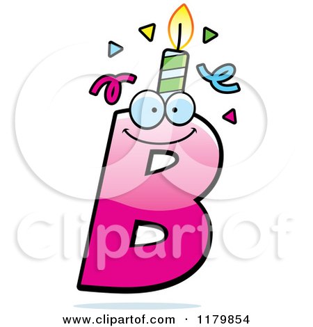 Cartoon of a Pink Letter B Birthday Candle Mascot - Royalty Free Vector Clipart by Cory Thoman