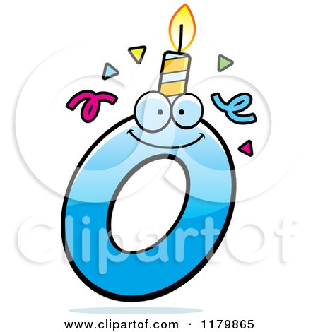 Cartoon of a Blue Letter O Birthday Candle Mascot - Royalty Free Vector Clipart by Cory Thoman