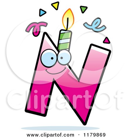 Cartoon of a Pink Letter N Birthday Candle Mascot - Royalty Free Vector Clipart by Cory Thoman