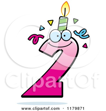 Cartoon of a Pink Two Birthday Candle Mascot - Royalty Free Vector Clipart by Cory Thoman