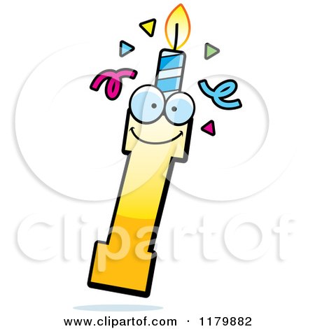 Cartoon of a Yellow Letter I Birthday Candle Mascot - Royalty Free Vector Clipart by Cory Thoman