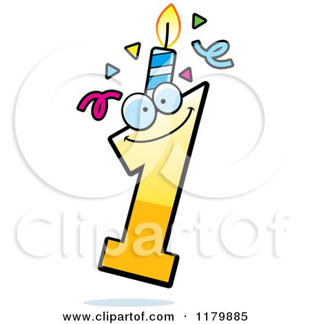 Cartoon of a Yellow One Birthday Candle Mascot - Royalty Free Vector Clipart by Cory Thoman