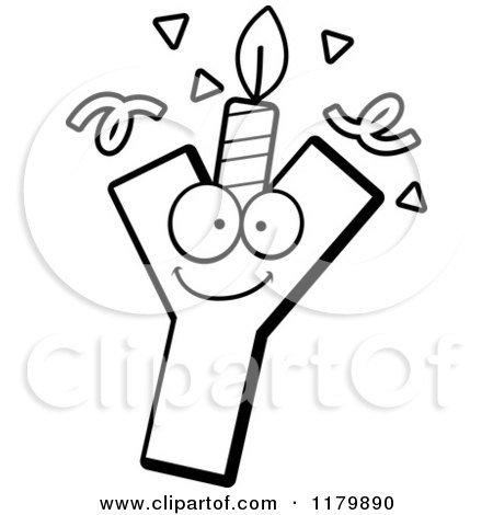 Cartoon of a Black and White Letter Y Birthday Candle Mascot - Royalty Free Vector Clipart by Cory Thoman