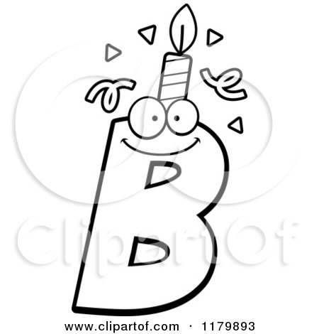 Cartoon of a Black and White Letter B Birthday Candle Mascot - Royalty Free Vector Clipart by Cory Thoman