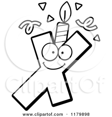 Cartoon of a Black and White Letter X Birthday Candle Mascot - Royalty Free Vector Clipart by Cory Thoman