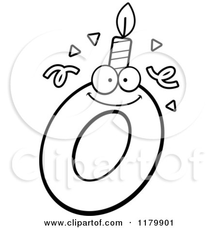 Cartoon of a Black and White Letter O Birthday Candle Mascot - Royalty Free Vector Clipart by Cory Thoman