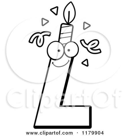 Cartoon of a Black and White Letter L Birthday Candle Mascot - Royalty Free Vector Clipart by Cory Thoman
