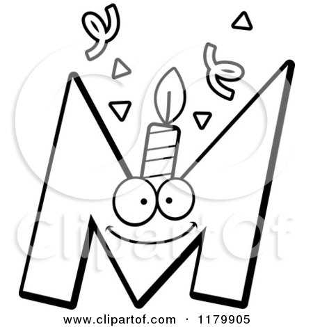 Cartoon of a Black and White Letter M Birthday Candle Mascot - Royalty Free Vector Clipart by Cory Thoman