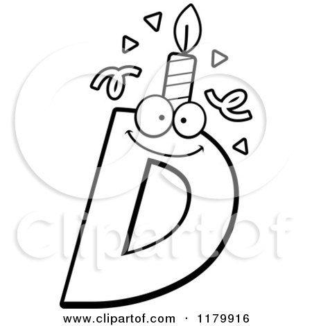 Cartoon of a Black and White Letter D Birthday Candle Mascot - Royalty Free Vector Clipart by Cory Thoman