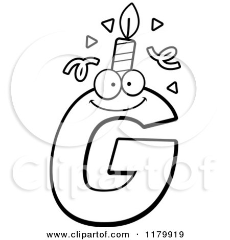 Cartoon of a Black and White Letter G Birthday Candle Mascot - Royalty Free Vector Clipart by Cory Thoman