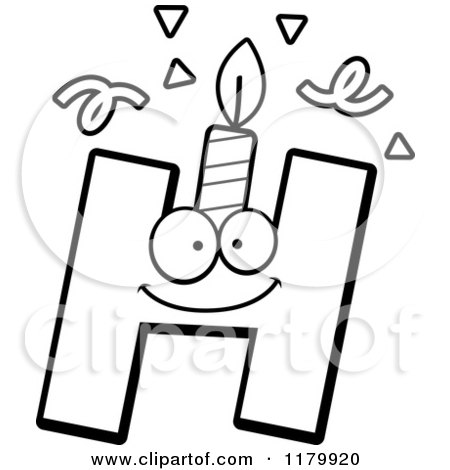 Cartoon of a Black and White Letter H Birthday Candle Mascot - Royalty Free Vector Clipart by Cory Thoman