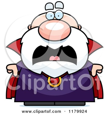 Cartoon of a Screaming Chubby Wizard - Royalty Free Vector Clipart by Cory Thoman