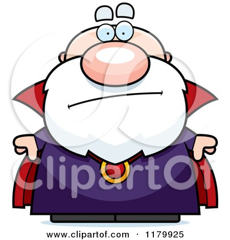 Cartoon of a Worried Chubby Wizard - Royalty Free Vector Clipart by Cory Thoman