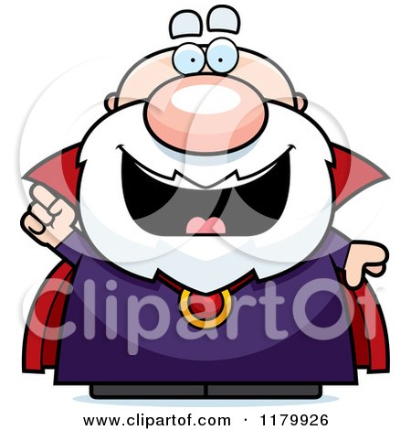 Cartoon of a Smart Chubby Wizard with an Idea - Royalty Free Vector Clipart by Cory Thoman