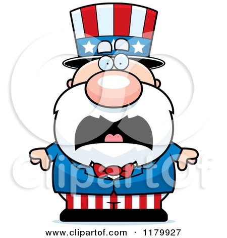 Cartoon of a Screaming Chubby Uncle Sam - Royalty Free Vector Clipart by Cory Thoman