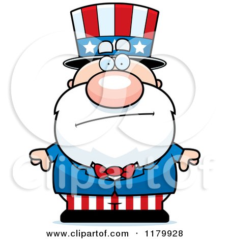 Cartoon of a Worried Chubby Uncle Sam - Royalty Free Vector Clipart by Cory Thoman