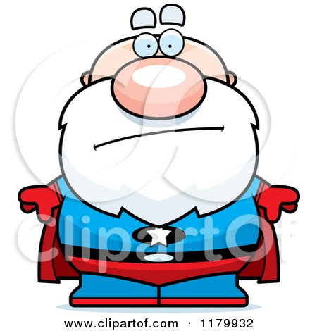 Cartoon of a Concerned Chubby Senior Super Man - Royalty Free Vector Clipart by Cory Thoman