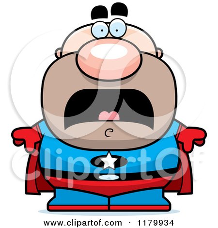 Cartoon of a Scared Chubby Super Man - Royalty Free Vector Clipart by Cory Thoman