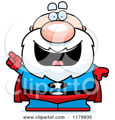 Cartoon of a Smart Chubby Senior Super Man with an Idea - Royalty Free Vector Clipart by Cory Thoman