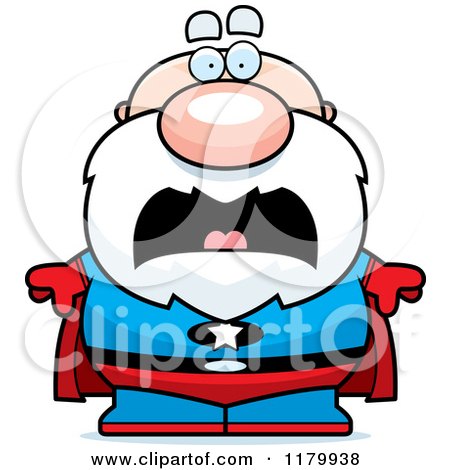 Cartoon of a Scared Chubby Senior Super Man - Royalty Free Vector Clipart by Cory Thoman