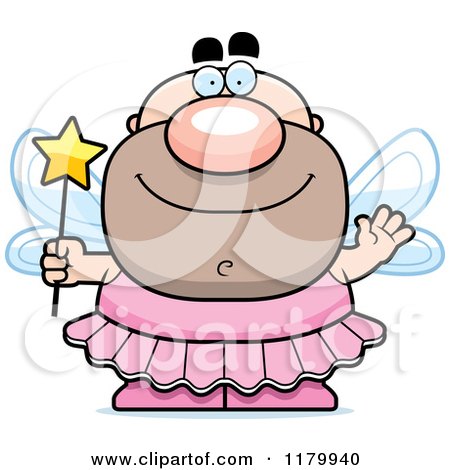 Cartoon of a Waving Chubby Male Tooth Fairy - Royalty Free Vector Clipart by Cory Thoman