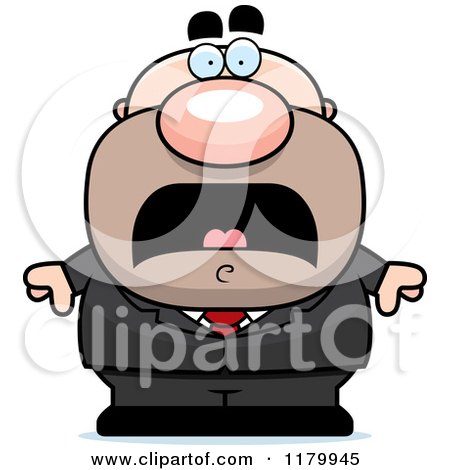 Cartoon of a Scared Chubby Businessman - Royalty Free Vector Clipart by Cory Thoman
