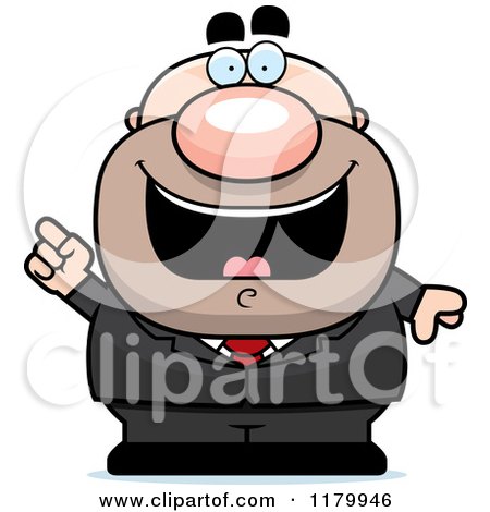 Cartoon of a Smart Chubby Businessman with an Idea - Royalty Free Vector Clipart by Cory Thoman