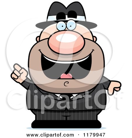 Cartoon of a Smart Chubby Mobster with an Idea - Royalty Free Vector Clipart by Cory Thoman