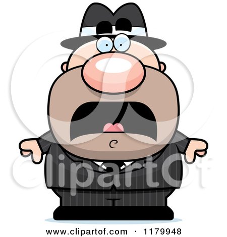 Cartoon of a Scared Chubby Mobster - Royalty Free Vector Clipart by Cory Thoman