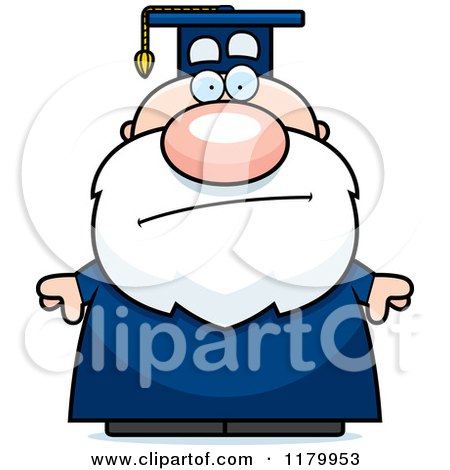 Cartoon of a Bored Chubby Professor in a Graduation Gown - Royalty Free Vector Clipart by Cory Thoman