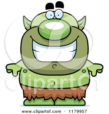 Cartoon of a Grinning Chubby Goblin - Royalty Free Vector Clipart by Cory Thoman