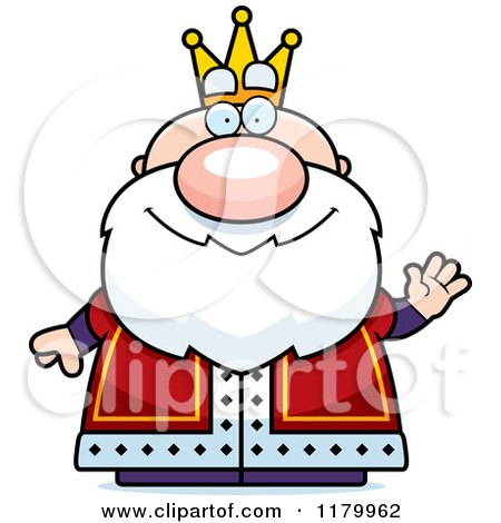 Cartoon of a Waving Chubby King - Royalty Free Vector Clipart by Cory Thoman