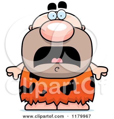 Cartoon of a Scared Chubby Caveman - Royalty Free Vector Clipart by Cory Thoman
