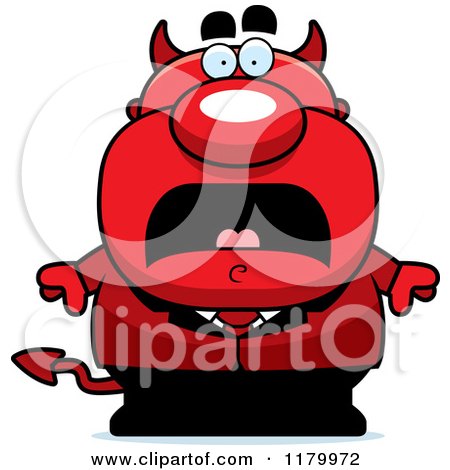 Cartoon of a Scared Chubby Devil - Royalty Free Vector Clipart by Cory Thoman