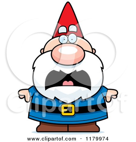Cartoon of a Scared Chubby Male Gnome - Royalty Free Vector Clipart by Cory Thoman