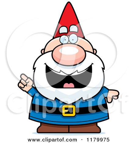 Cartoon of a Smart Chubby Male Gnome with an Idea - Royalty Free Vector Clipart by Cory Thoman