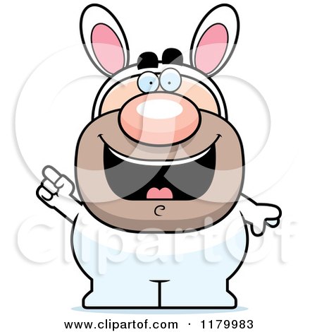 Cartoon of a Smart Man in an Easter Bunny Costume, with an Idea - Royalty Free Vector Clipart by Cory Thoman