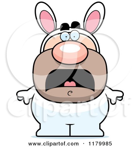 Cartoon of a Scared Man in an Easter Bunny Costume - Royalty Free Vector Clipart by Cory Thoman