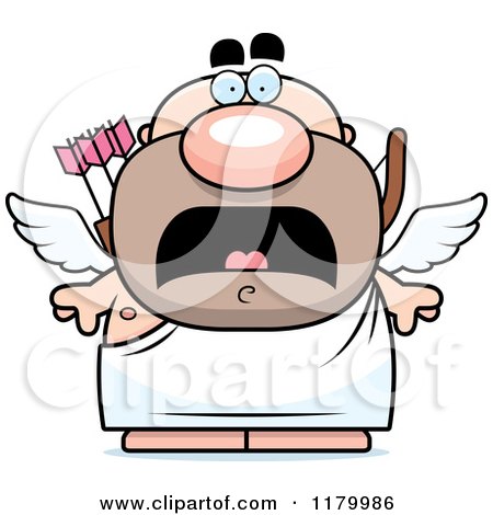 Cartoon of a Scared Chubby Cupid - Royalty Free Vector Clipart by Cory Thoman