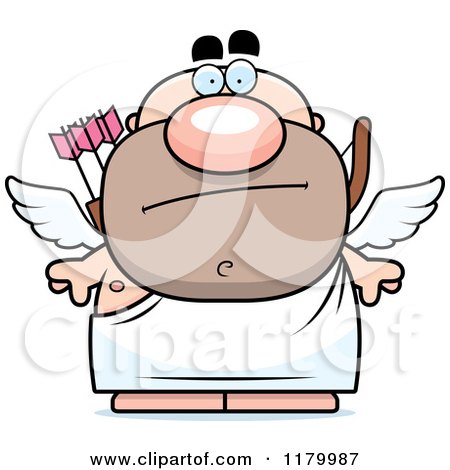 Cartoon of a Bored Chubby Cupid - Royalty Free Vector Clipart by Cory Thoman