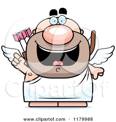 Cartoon of a Smart Chubby Cupid with an Idea - Royalty Free Vector Clipart by Cory Thoman