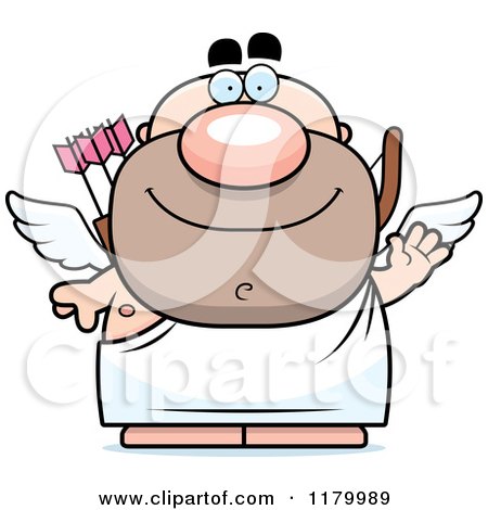 Cartoon of a Waving Chubby Cupid - Royalty Free Vector Clipart by Cory Thoman
