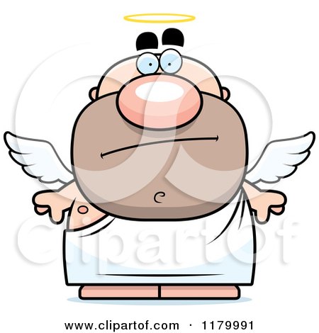 Cartoon of a Skeptical Chubby Male Angel - Royalty Free Vector Clipart by Cory Thoman
