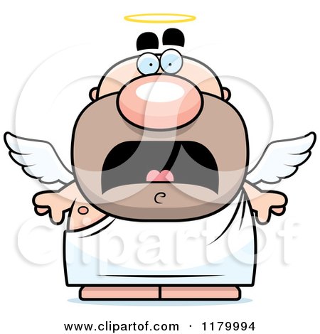 Cartoon of a Scared Chubby Male Angel - Royalty Free Vector Clipart by Cory Thoman