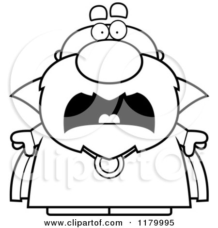 Cartoon of a Black and White Screaming Chubby Wizard - Royalty Free Vector Clipart by Cory Thoman