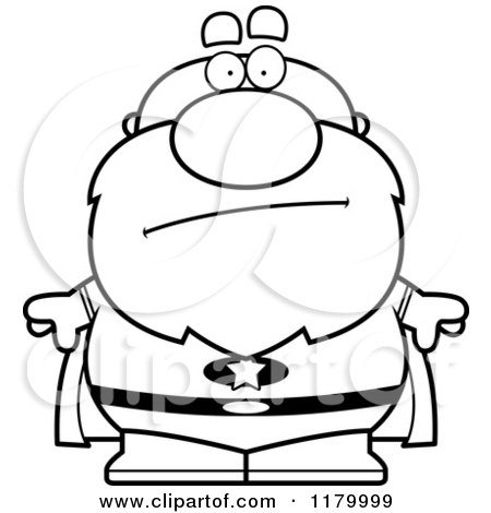 Cartoon of a Black and White Concerned Chubby Senior Super Man - Royalty Free Vector Clipart by Cory Thoman